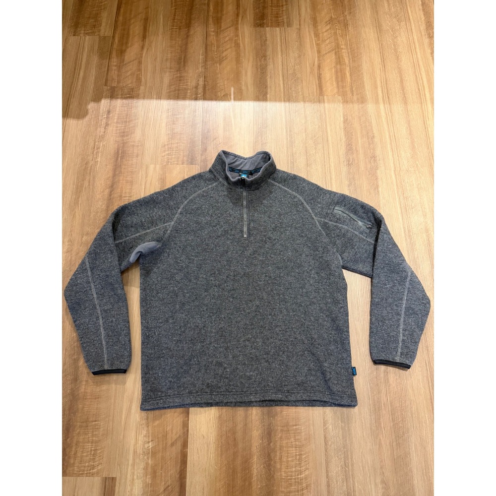 KUHL Revel 1/4 Zip Pullover Mens XL Gray Wool Blend Fleece Lined Sweater